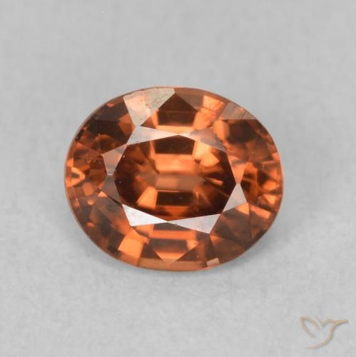 0.92ct Naturale Medium Dark-Orange Zircone, Ovale, VVS-VS