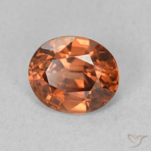 Zircone Medium Dark-Orange naturale da 0.92 ct, Ovale, VVS-VS