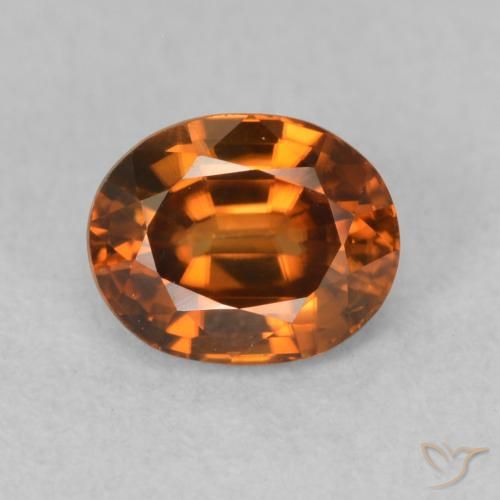 1.07ct Naturale Arancio brunastro intenso Zircone, Ovale, VVS-VS
