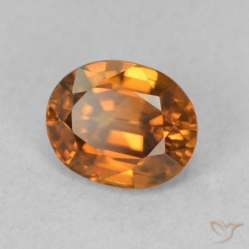 Zircone Arancio brunastro intenso naturale da 1.07 ct, Ovale, VVS-VS