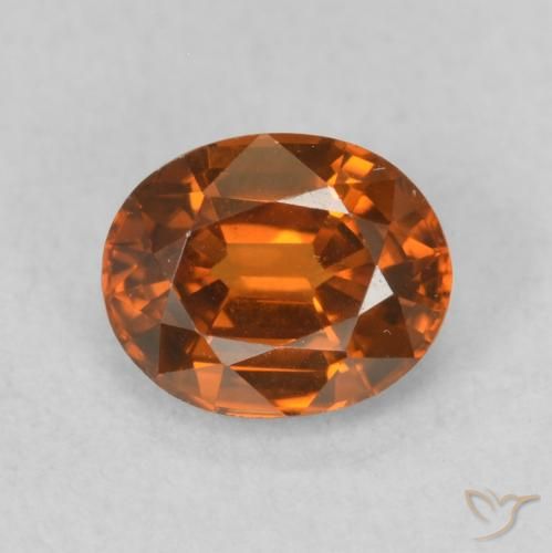 Zircone Medium Dark-Orange naturale da 0.93 ct, Ovale, VVS-VS
