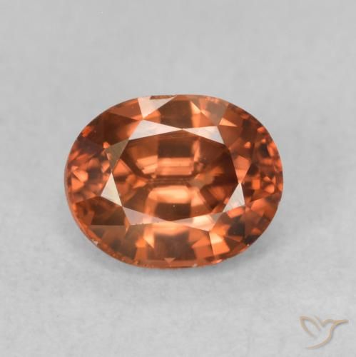 0.94ct Naturale Arancione scuro Zircone, Ovale, VVS-VS