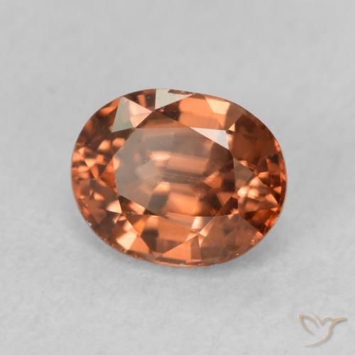 Zircone Arancione scuro naturale da 0.94 ct, Ovale, VVS-VS