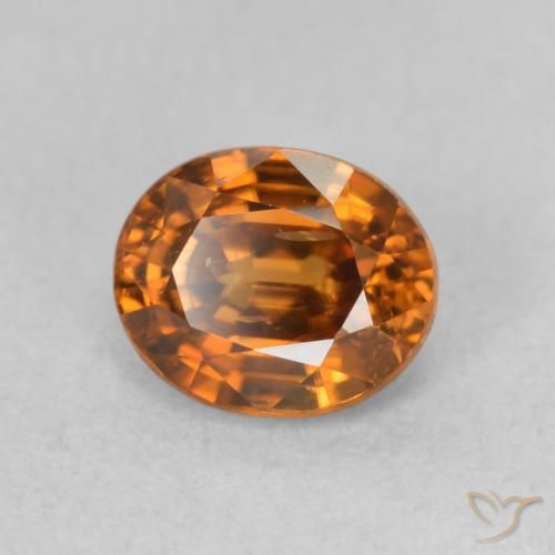 Zircone Medium Dark-Orange naturale da 1.19 ct, Ovale, VS