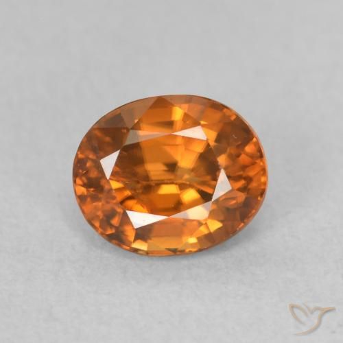 1.04ct Naturale Arancione scuro Zircone, Ovale, VS