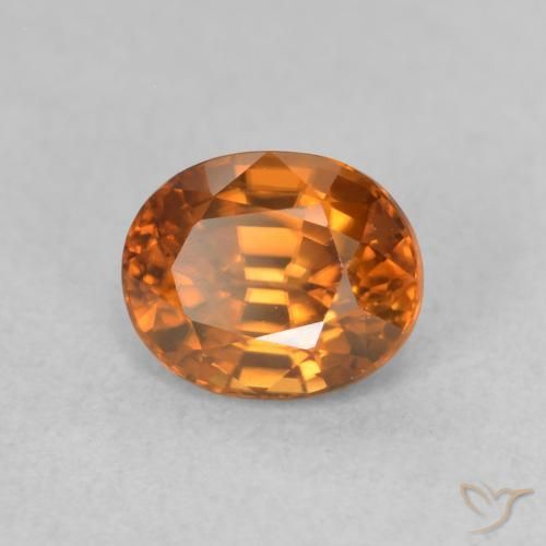 Zircone Arancione scuro naturale da 1.04 ct, Ovale, VS