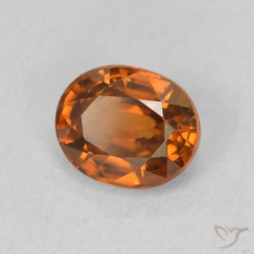 Zircone Arancione scuro naturale da 1.03 ct, Ovale, VVS-VS