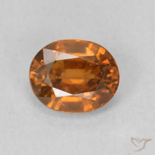 1.00ct Naturale Medium Dark-Orange Zircone, Ovale, VS