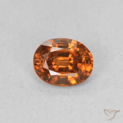 0.60ct Naturale Arancione scuro Zircone, Ovale, VS
