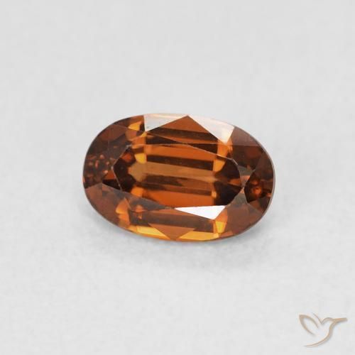 Zircone Medium Dark-Orange naturale da 0.82 ct, Ovale, VVS