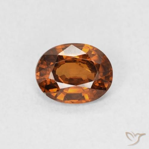 Zircone Medium Dark-Orange naturale da 0.51 ct, Ovale, VVS-VS