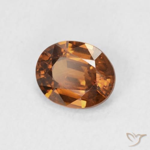 Zircone Arancio Terra naturale da 0.90 ct, Ovale, VVS-VS