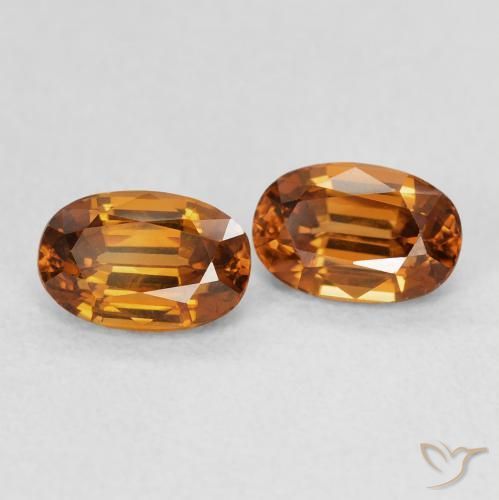 Gemme di Zircone Arancione scuro naturale da 1.67 ct, Ovale, VVS