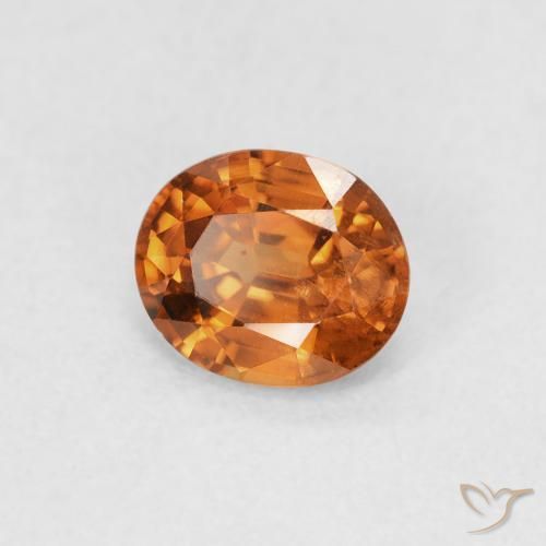Zircone Arancione scuro naturale da 0.91 ct, Ovale, VS