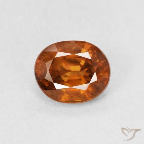 1.00ct Naturale Medium Dark-Orange Zircone, Ovale, VS
