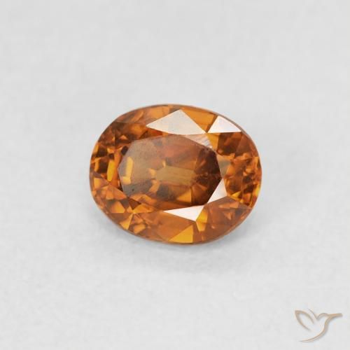 Zircone Arancione scuro naturale da 0.61 ct, Ovale, VS
