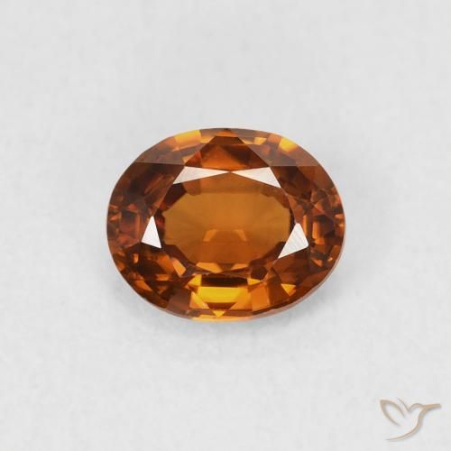 0.83ct Naturale Arancione scuro Zircone, Ovale, VVS