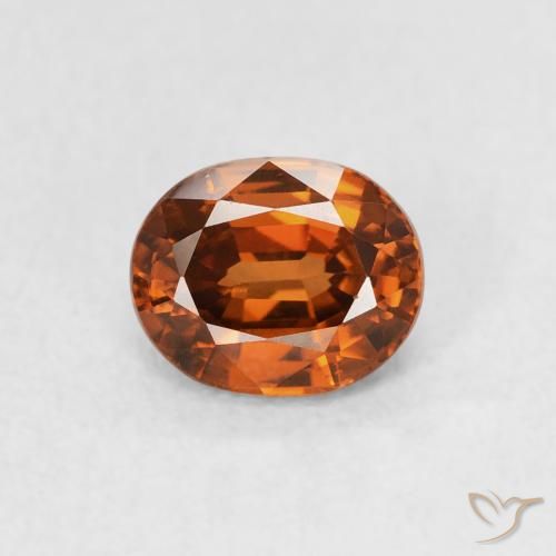 1.01ct Naturale Arancione rossastra Zircone, Ovale, VVS