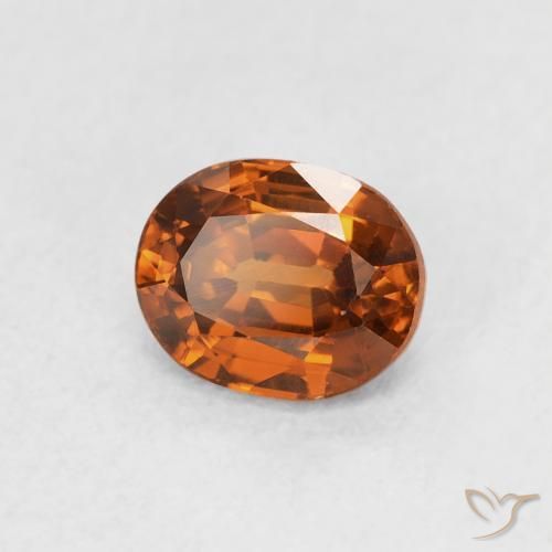 Zircone Arancione rossastra naturale da 1.01 ct, Ovale, VVS
