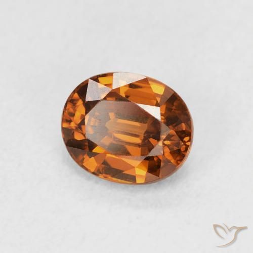 Zircone Arancione scuro naturale da 1.03 ct, Ovale, VVS