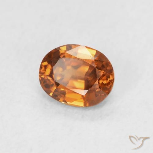 Zircone Medium Dark-Orange naturale da 0.67 ct, Ovale, VVS
