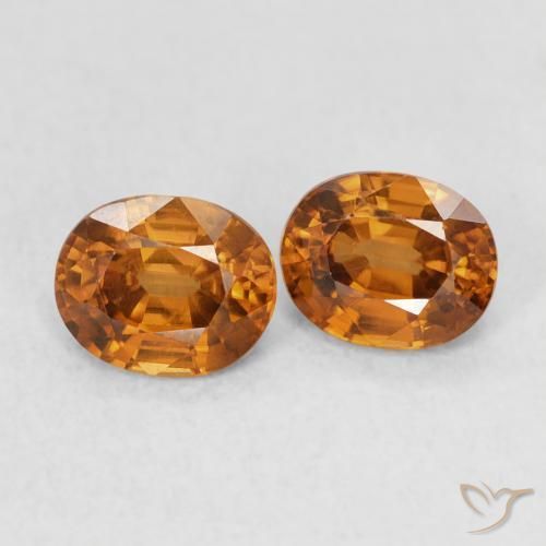 Gemme di Zircone Marrone arancio naturale da 1.20 ct, Ovale, VVS