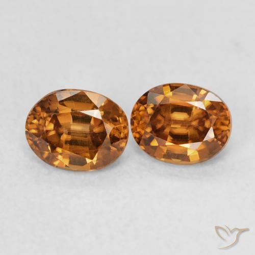 Gemme di Zircone Marrone arancio naturale da 1.25 ct, Ovale, VVS