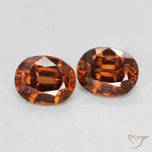 Gemme di Zircone Arancione scuro naturale da 1.27 ct, Ovale, VVS
