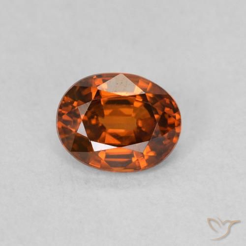 0.62ct Naturale Arancione rossastra Zircone, Ovale, VVS