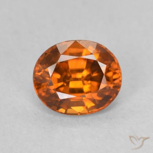 1.00ct Naturale Arancione scuro Zircone, Ovale, VVS