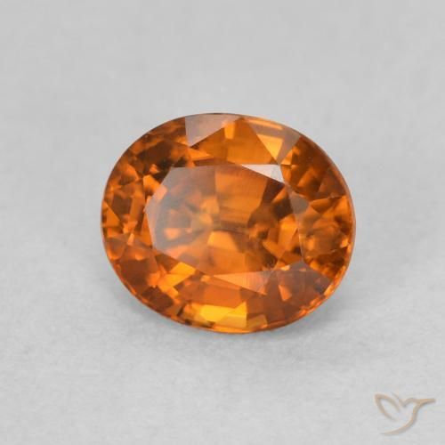 Zircone Arancione scuro naturale da 1.00 ct, Ovale, VVS