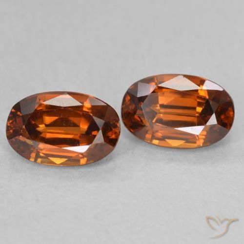 Gemme di Zircone Arancione scuro naturale da 1.62 ct, Ovale, VVS-VS