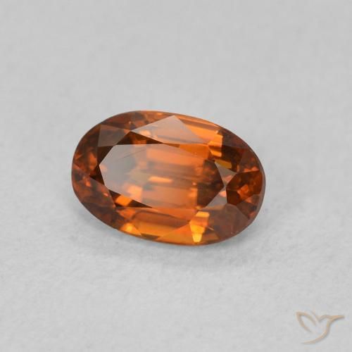 Zircone Arancione scuro naturale da 0.84 ct, Ovale, VVS