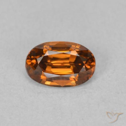 0.78ct Naturale Medium Dark-Orange Zircone, Ovale, VVS