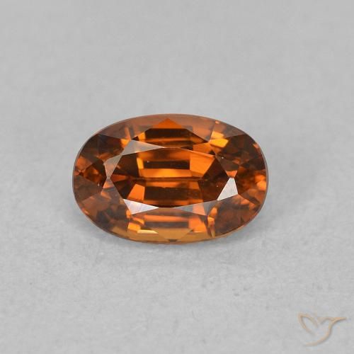 0.89ct Naturale Medium Dark-Orange Zircone, Ovale, VVS