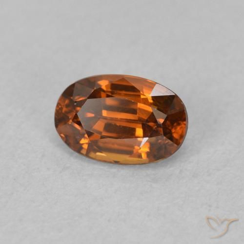 Zircone Medium Dark-Orange naturale da 0.89 ct, Ovale, VVS