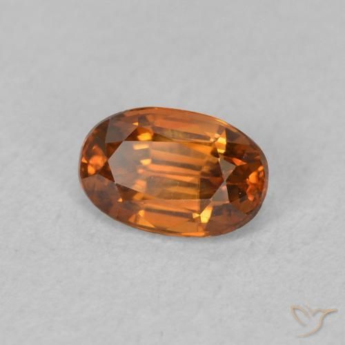 Zircone Medium Dark-Orange naturale da 0.81 ct, Ovale, VVS