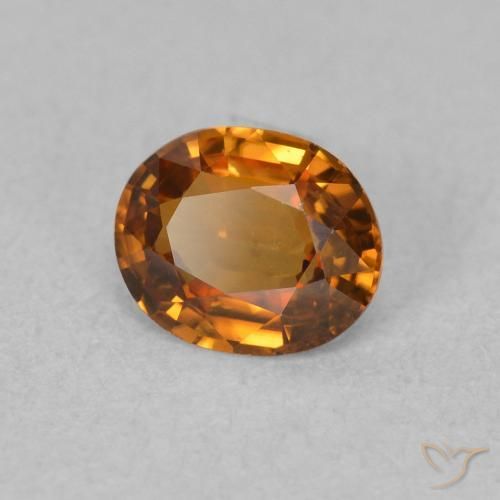 Zircone Arancio Medio naturale da 0.86 ct, Ovale, VVS