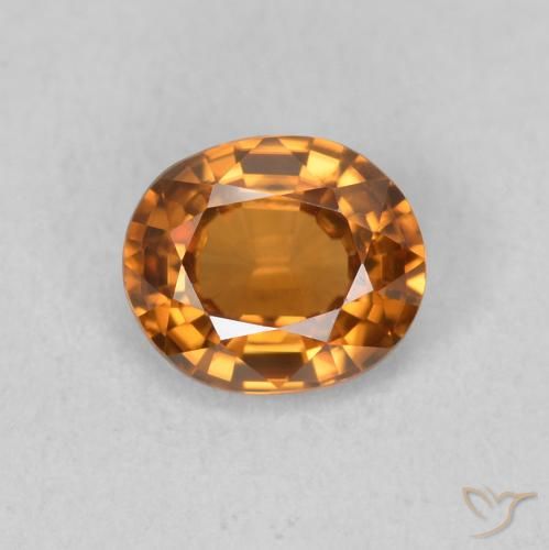 0.91ct Naturale Arancio Medio Zircone, Ovale, VVS