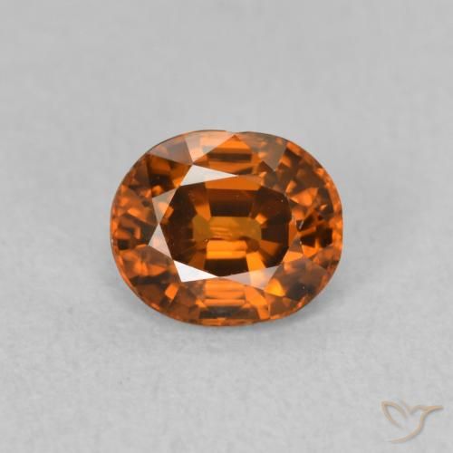 0.99ct Naturale Medium Dark-Orange Zircone, Ovale, VVS-VS