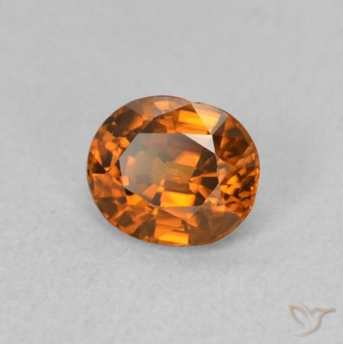 Zircone Medium Dark-Orange naturale da 0.99 ct, Ovale, VVS-VS