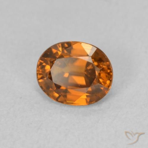 Zircone Medium Dark-Orange naturale da 1.07 ct, Ovale, VVS