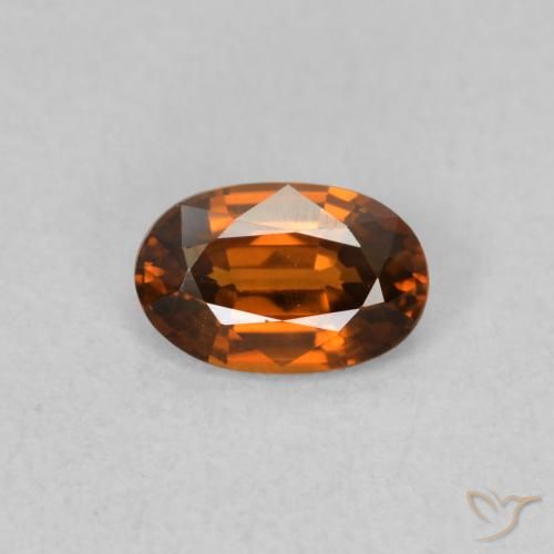0.64ct Naturale Arancione rossastra Zircone, Ovale, VVS