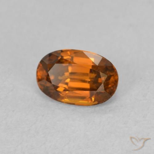 Zircone Arancio Medio naturale da 0.80 ct, Ovale, VVS