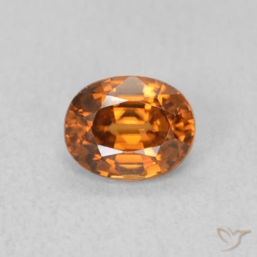 0.67ct Naturale Arancione scuro Zircone, Ovale, VVS