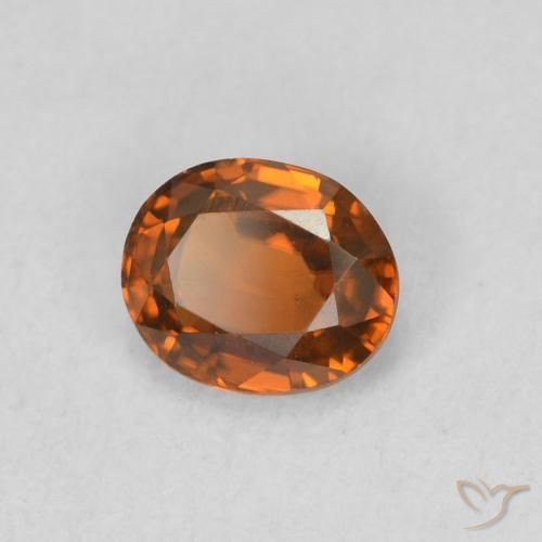 Zircone Arancione scuro naturale da 0.87 ct, Ovale, VVS