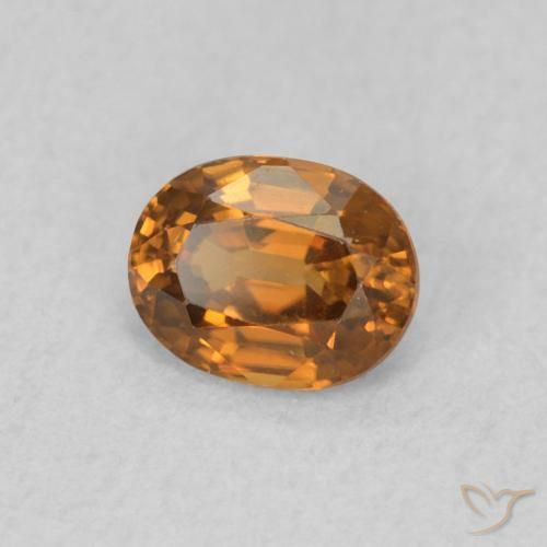 Zircone Marrone arancio naturale da 0.59 ct, Ovale, VVS-VS