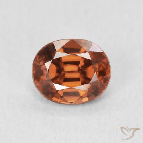 1.17ct Naturale Arancione scuro Zircone, Ovale, VVS-VS