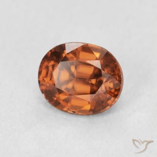 Zircone Arancione scuro naturale da 1.17 ct, Ovale, VVS-VS