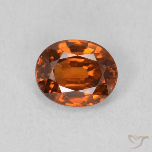 0.95ct Naturale Arancio Medio Zircone, Ovale, VVS-VS